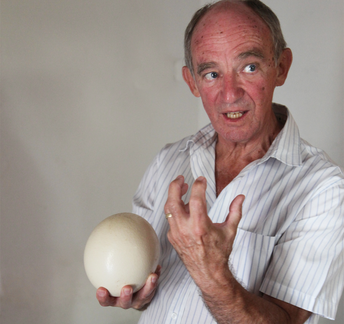 Koos is begeesterd over al wat struisvogel is...